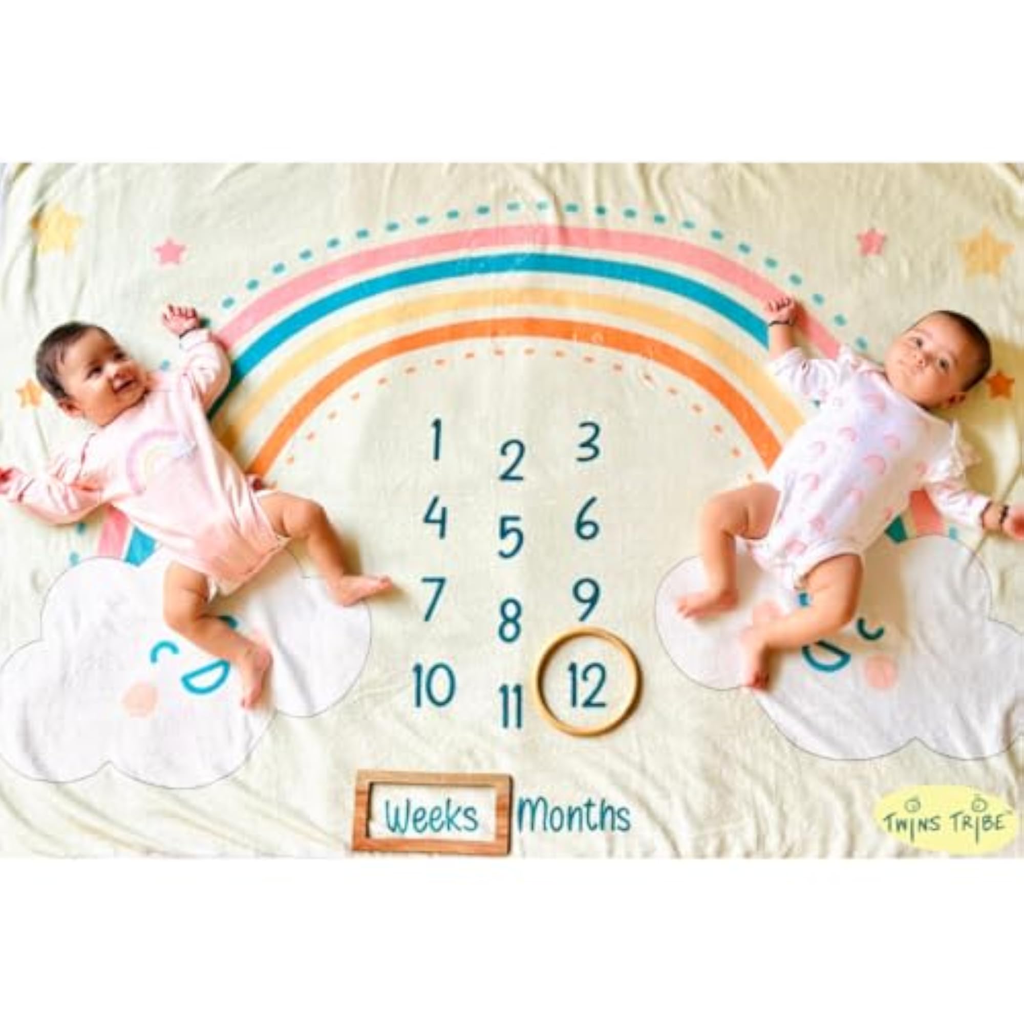 Milestone Blankets for Twins: Rainbow Ride